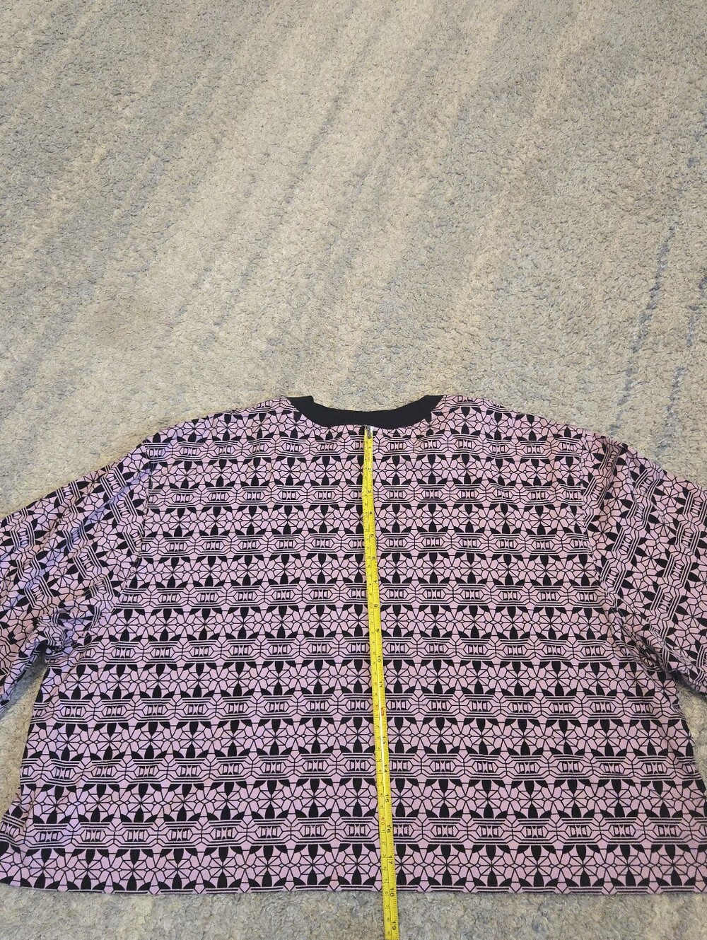 Adidas Originals Geometric Trefoil Logo Crop Tee Pink Black Women's Size XL - Picture 6 of 6